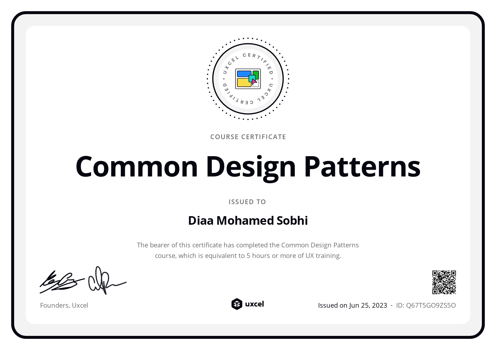 Diaa Mohamed's certificate